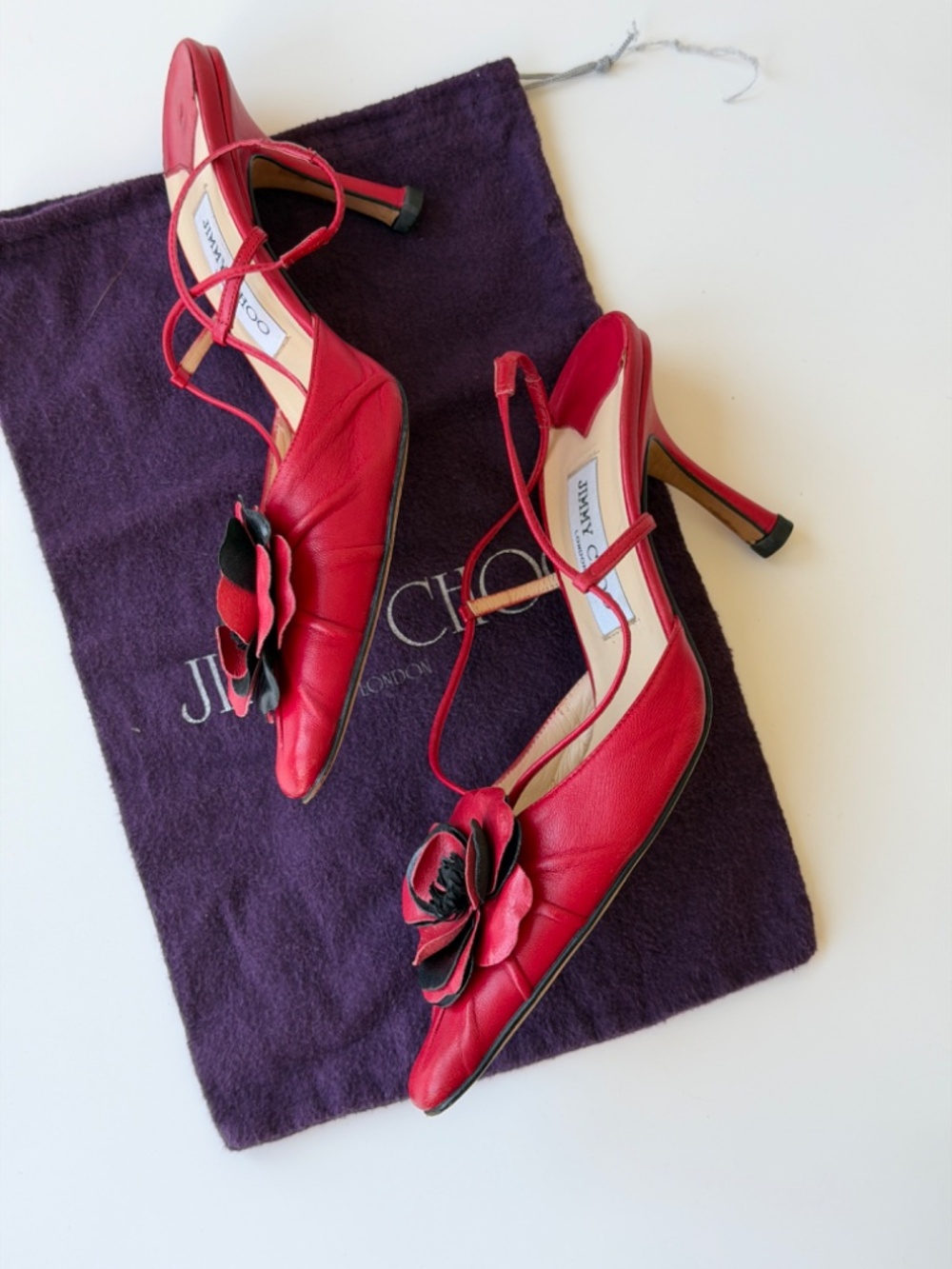 Vintage Jimmy Choo red leather slingback heels IT 39 - Picture 10 of 10